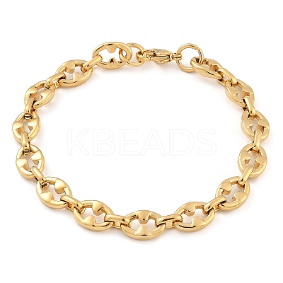 304 Stainless Steel Oval Link Chain Bracelets for Women Men BJEW-F488-48A-G-1