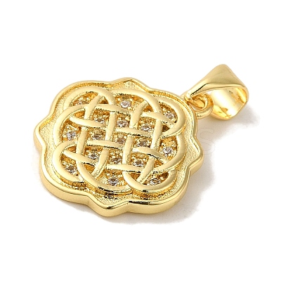 Rack Plating Brass Micro Pave Clear Cubic Zirconia Pendants KK-P267-07G-1