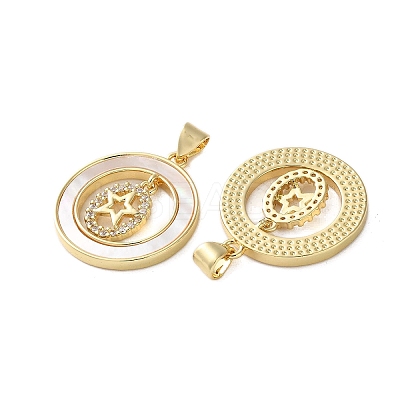 Brass Micro Pave Cubic Zirconia Pendants KK-U070-02A-G-1