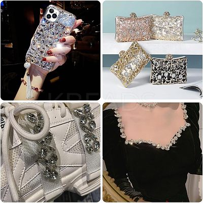 70Pcs 7 Style DIY Pointed Back K9 Glass Rhinestone Cabochons RGLA-CA0001-07-1