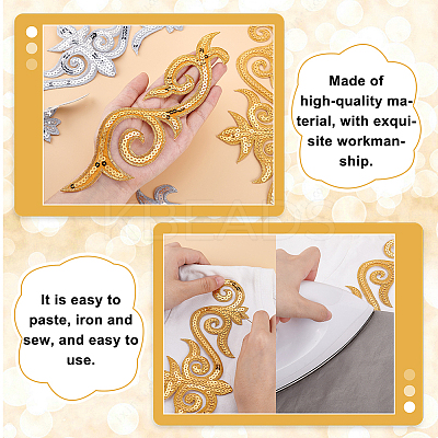 6 Styles Auspicous Cloud Ethnic Style PVC Sequin Embroidery Polyester Cloth Iron On Patches PATC-GA0001-33-1