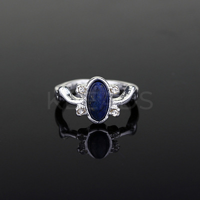Alloy with Natural Lapis Lazuli Finger Rings FS-WGF3EDB-07-1