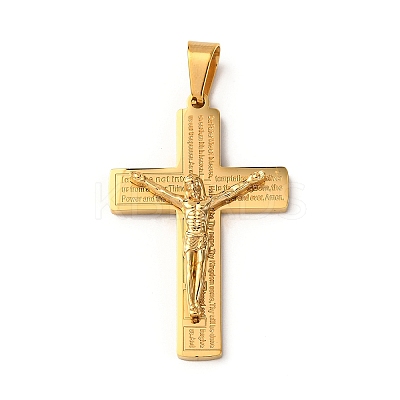 304 Stainless Steel Religion Jesus Cross Pendants STAS-F323-07G-1