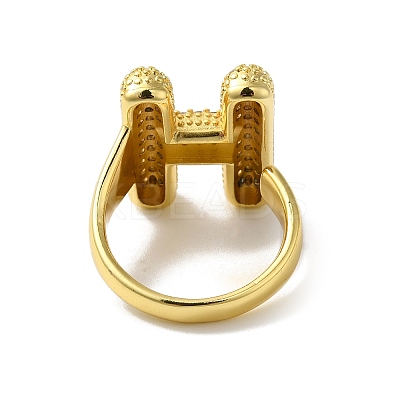 Letter Brass Micro Pave Clear Cubic Zirconia Open Cuff Ring for Women RJEW-N046-03H-G-1