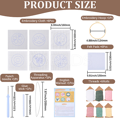 Cotton Plastic Iron Punch Needle Kits DIY-WH20048-075-1