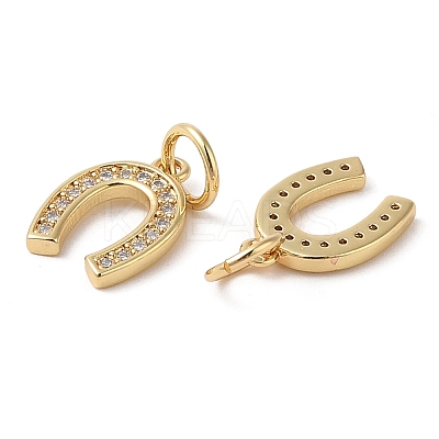 Rack Plating Brass Micro Pave Clear Cubic Zirconia Pendants ZIRC-P118-01G-1