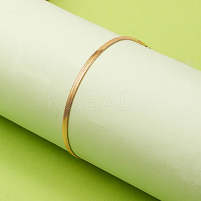 3mm 304 Stainless Steel Flat Snake Dome Herringbone Chain Link Bracelet for Men Women BJEW-CJC0001-02B-1