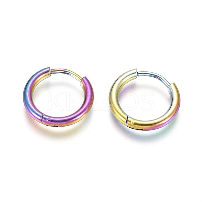 Ion Plating(IP) 304 Stainless Steel Huggie Hoop Earrings EJEW-F111A-14mm-Y-1
