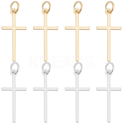 8Pcs 2 Colors Brass Pendants ZIRC-BBC0002-28-1
