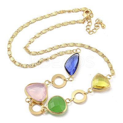 Faceted Triangle Glass Beads Bib Necklaces NJEW-R263-17G-1