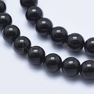 Natural Black Tourmaline Beads Strands G-E444-27-8mm-1