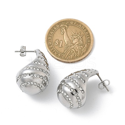 304 Stainless Steel Teardrop Stud Earrings EJEW-B108-06P-1