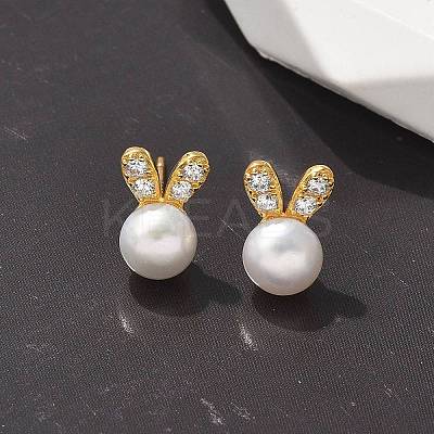 925 Sterling Silver Micro Pave Clear Cubic Zirconia Stud Earrings for Women EJEW-K303-02B-G-1