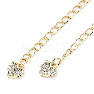 Brass Micro Pave Cubic Zirconia Ends with Chains KK-U043-03G-1