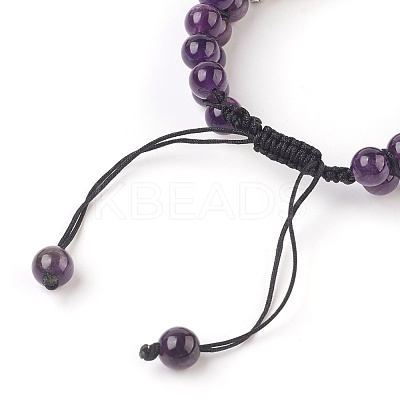 Chakra Natural Amethyst Braided Bead Bracelets BJEW-O164-A03-1