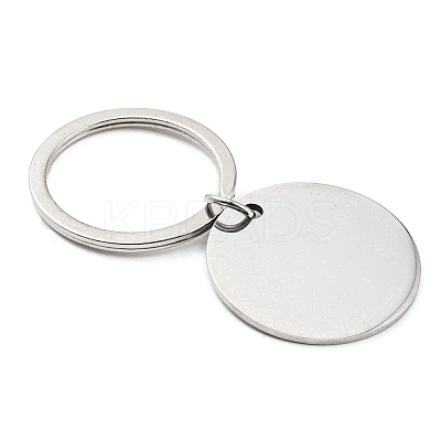 Non-Tarnish Valentine's Day Theme 304 Stainless Steel Flat Round with Word I Do Pendant Keychain KEYC-K018-01P-02-1
