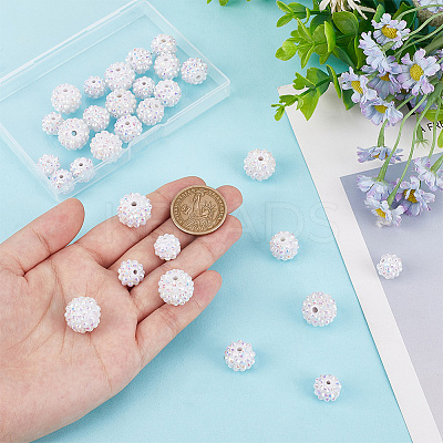 30Pcs 3 Styles Acrylic & Resin with Rhinestone Round Beads OACR-PH0004-27-1