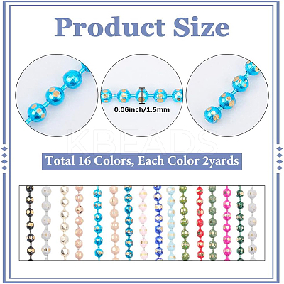 32 Yards 16 Colors Spray Painted Brass Faceted Ball Chains CHC-SP0001-04-1