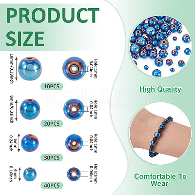 100Pcs 4 Styles Electroplated Synthetic Non-magnetic Hematite Beads G-TA0002-90-1