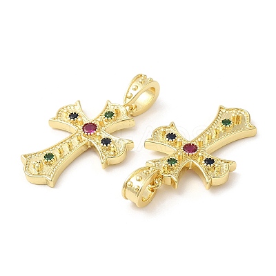 Brass Micro Pave Cubic Zirconia Pendants KK-M246-06G-1