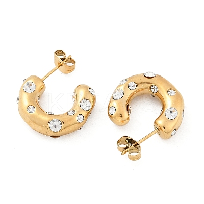 304 Stainless Steel Rhinestone Stud Earrings EJEW-M070-18G-1