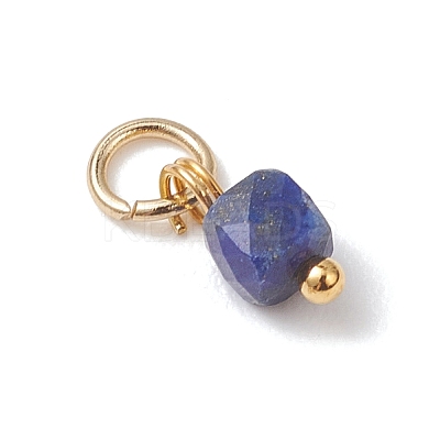 Faceted Cube Natural Mixed Gemstone Charms PALLOY-JF04879-1