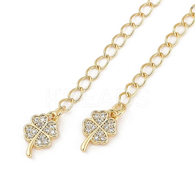 Brass Micro Pave Cubic Zirconia Ends with Chains LS-KK-U043-04G-1