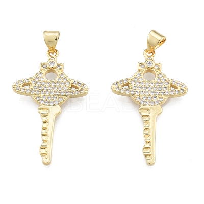 Brass Micro Pave Clear Cubic Zirconia Pendants KK-G431-21G-1