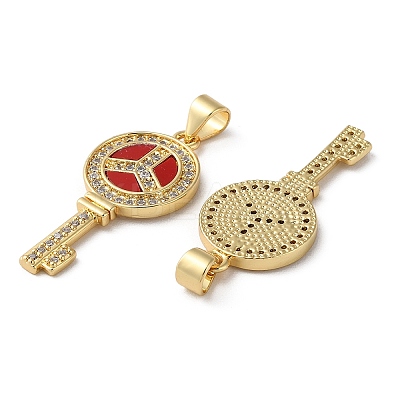 Brass Micro Pave Cubic Zirconia Pendants KK-D057-17G-1