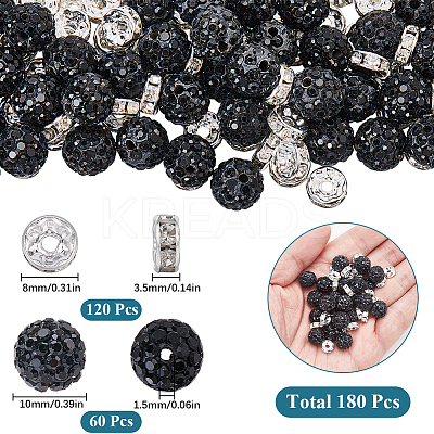 DIY Round Polymer Clay Rhinestone & Rhinestone Rondelle Spacer Beads Jewelry Making Findings Kits DIY-SC0027-50A-1