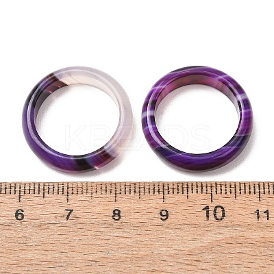 Dyed & Heated Natural Striped Agate/Banded Agate Finger Rings for Women RJEW-Z075-02X-1