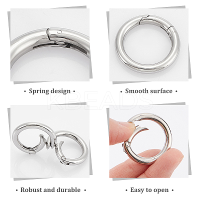 4Pcs 304 Stainless Steel Spring Gate Rings STAS-UN0045-72-1