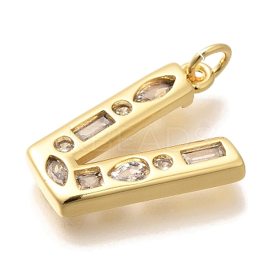 Brass Micro Pave Clear Cubic Zirconia Pendants KK-G521-01G-V-1