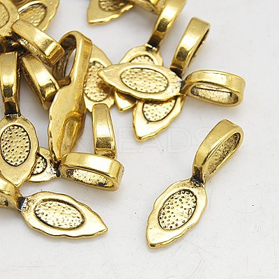 Tibetan Style Alloy Glue-on Flat Pad Bails LS-GLF10728Y-NF-1