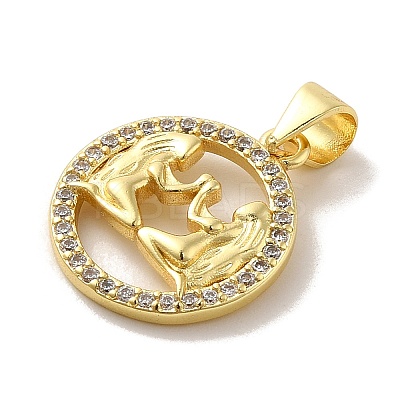 Zodiac Theme Brass Micro Pave Cubic Zirconia Pendants KK-M273-05E-G-1