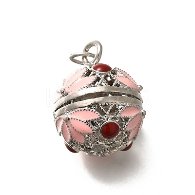 Brass with Enamel Bead Cage Pendants KK-M313-42P-03-1