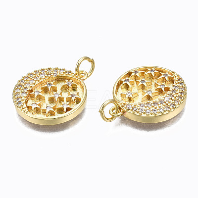 Brass Micro Pave Clear Cubic Zirconia Pendants ZIRC-N039-135-NF-1