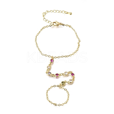 Brass Micro Pave Cubic Zirconia Mittens Bracelets BJEW-C156-01G-1