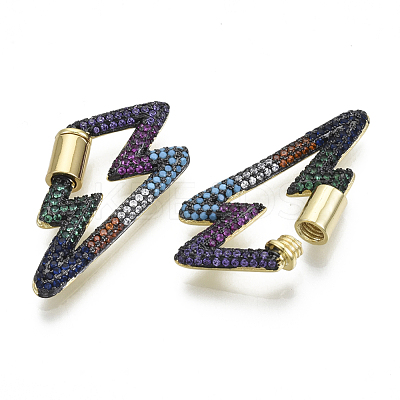 Brass Micro Pave Cubic Zirconia Screw Carabiner Lock Charms ZIRC-N039-014B-NF-1