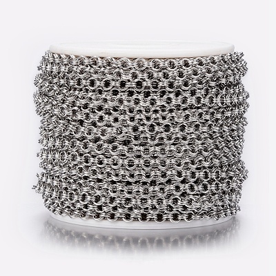 Tarnish Resistant 304 Stainless Steel Double Seperated Round Rolo Chains STAS-H014-01-10M-1