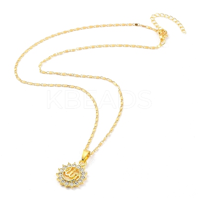 Golden Alloy Rhinestone Pendant Necklaces NJEW-P284-01G-1