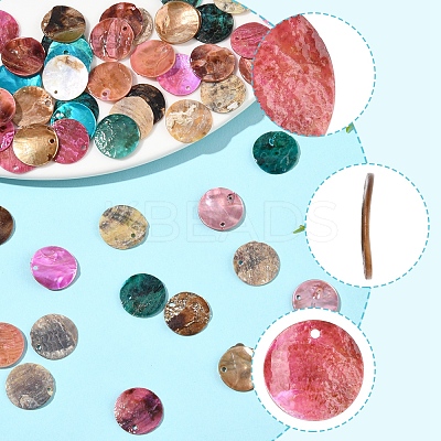 56Pcs 5 Colors Spray Painted Natural Akoya Shell Pendants SHEL-FS0001-09-1
