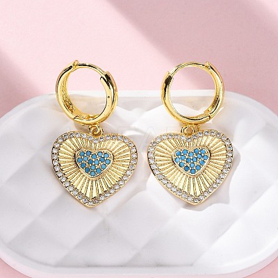 Brass Cubic Zirconia Hoop Earrings EJEW-Q042-02A-G-1