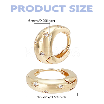 1Pair Brass Pave Clear Cubic Zirconia Hoop Earrings for Women EJEW-LP0004-59G-1