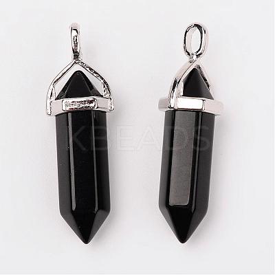 Bullet Imitation Jade Glass Pointed Pendants G-F295-01E-1