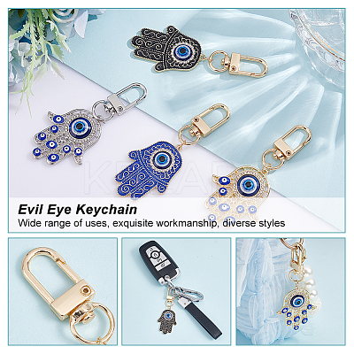 4Pcs 4 Style Alloy Enamel Turkish Evil Eye Pendant Decoration KEYC-AR0001-14-1