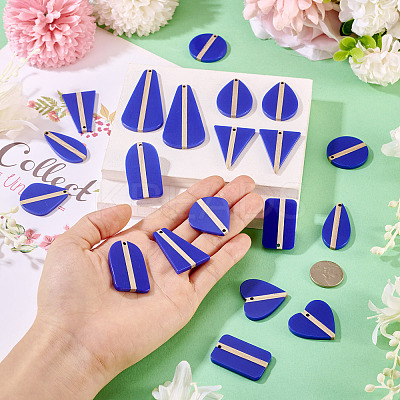 20Pcs 10 Styles Opaque Resin & Wood Pendants RESI-TA0004-68-1