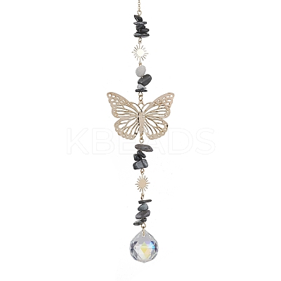 Butterfly Brass Pendant Decorations HJEW-TA00131-03-1