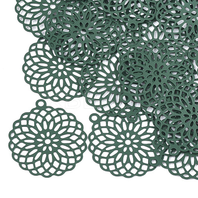 430 Stainless Steel Filigree Pendants STAS-T042-02B-1