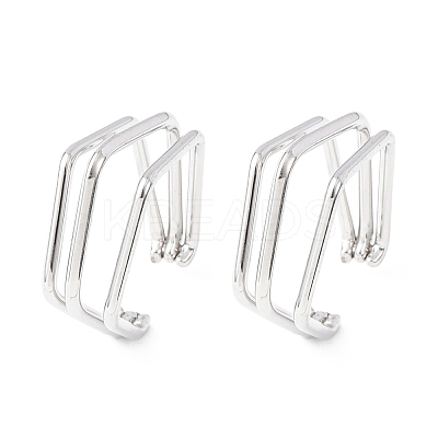 304 Stainless Steel Triple Pentagon Cuff Earrings EJEW-K268-88P-1